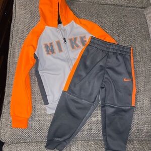 Nike Kids Gray and Orange Jogger Set